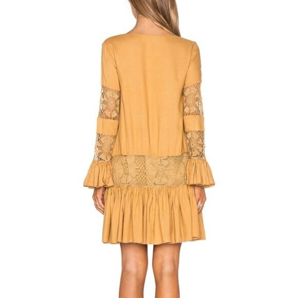 REVOLVE Tularosa Women's Mini Dress Ruffle Long Sleeve Saffron Yellow Size XS - Picture 16 of 16